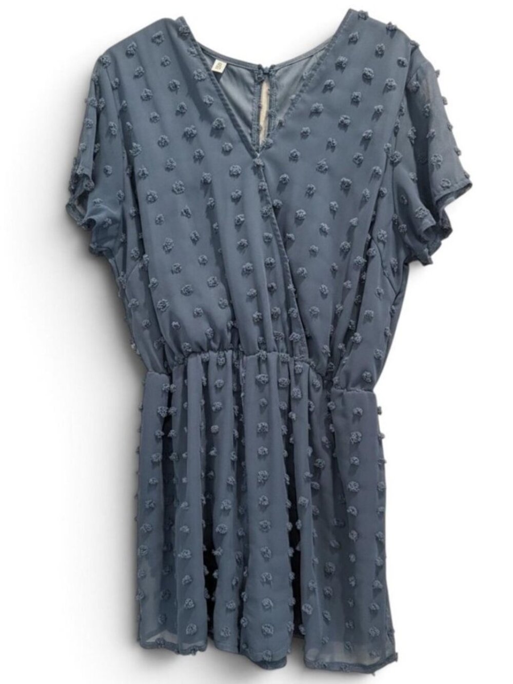 Swiss Dot Romper Blue